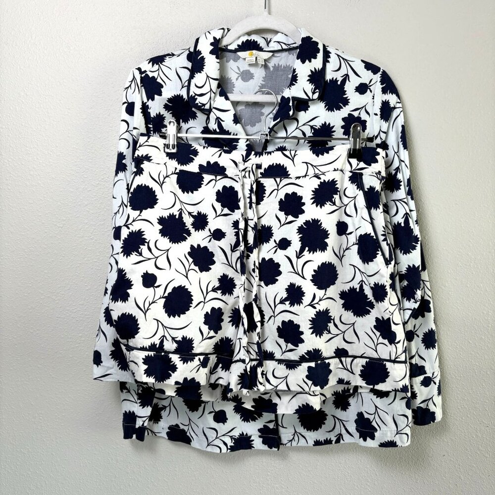 Boden White and Navy Floral Cotton Pajama Set